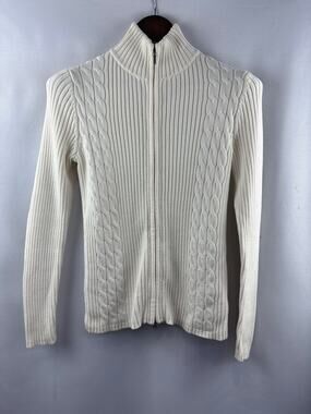 Women’s Eddie Bauer Small Cream Zip-Up Sweater